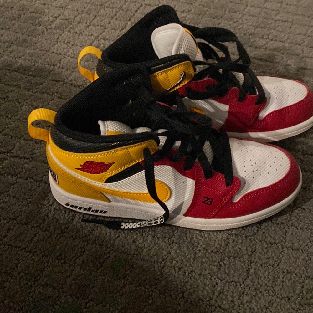 Nike Air Jordan Yellow and Red